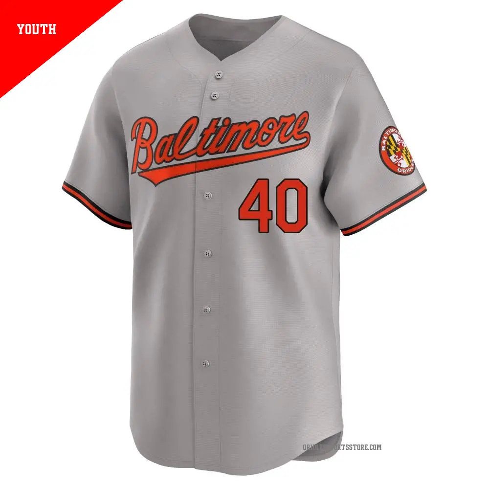 【保証書付】 Youth #40 Jersey Road Limited Gray Orioles Baltimore Smith Burch 応援グッズ